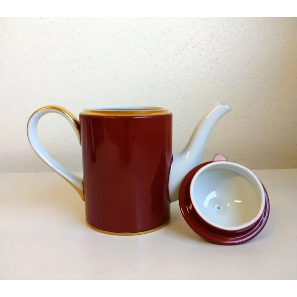 Fitz and Floyd Vintage Red & Gold Tea Coffee Pot